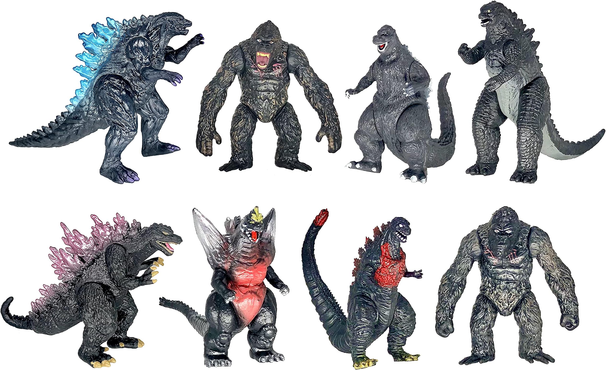 TwCare Set of 8 King Kong vs Godzilla Toys Movable Joint Action Figures King of The Monsters Birthday Dinosaur Kid Gift Cake Toppers