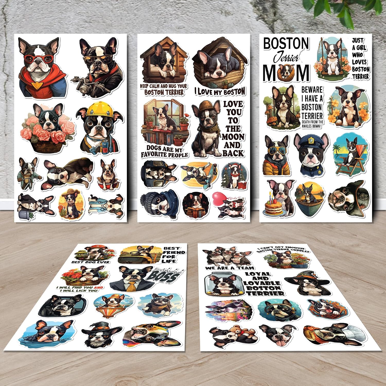 Boston Terrier Stickers 50 Pieces Vinyl Waterproof Decal for Laptop Water Bottle Phone Car Window Bike Motorcycle Stakeboard Scrapbook Terriers Sticker Gifts for Kid Teen Adult image 2