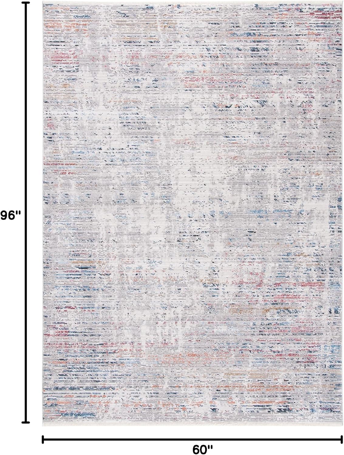 SAFAVIEH Valencia Collection Area Rug - 5' x 8', Grey & Blue, Boho Chic Distressed Design, Non-Shedding & Easy Care, Ideal for High Traffic Areas in Living Room, Bedroom (VAL406G)