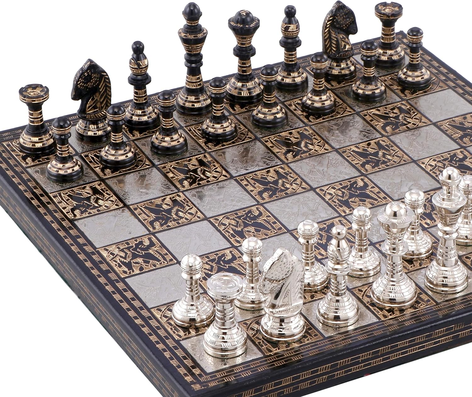Luxury & Decorative Premium Board Chess Game Set | 12 x 12 Inches | Black & Silver | Collectible & Handmade Chess Set for Professionals & Adult for Tournament/for Gifting by INDUS LIVING