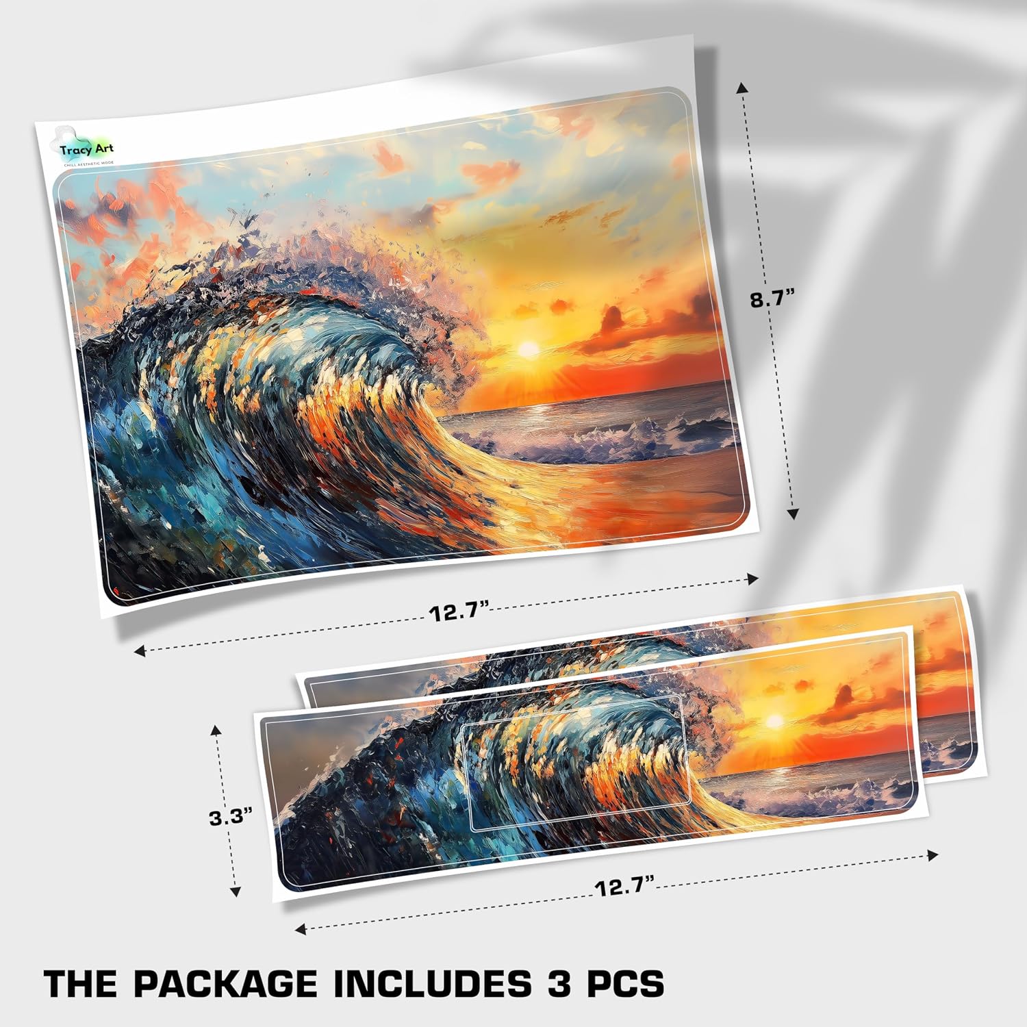Laptop Skin Decal HP 14" - Great Wave, Laptop Cover Sticker, No Cutting Required, No Bubble, Waterproof, Scratch Resistant - Including Wide Screen and Wrist Pad