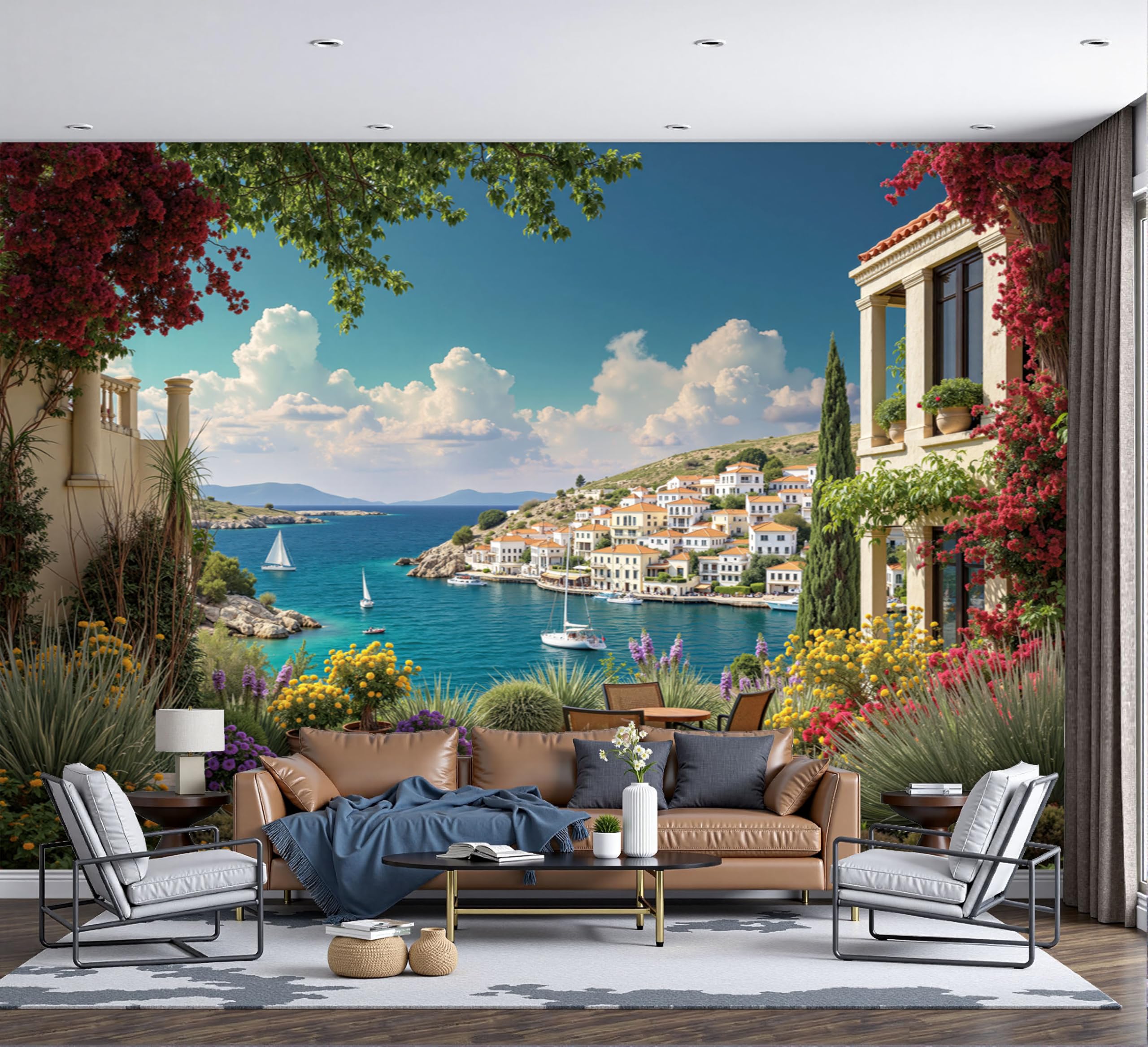 Papier peint panoramique paysage urbain 300x210cm fresque intissée salon