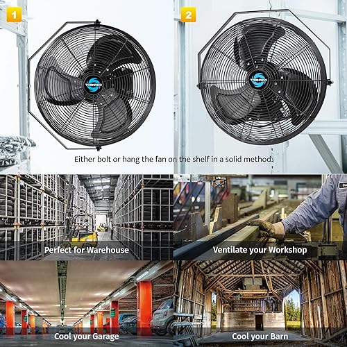 Miniatura 8 de Tornado Ventilador de montaje en pared industrial de metal de alta velocidad IPX4 resistente al agua de 18 pulgadas para uso comercial, industrial,
