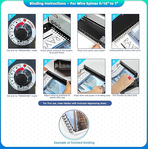 Miniatura 4 de Rayson TD1222 Máquina de encuadernación de alambre, paso 21, agujeros rectangulares, encuadernación de 220 hojas  capacidad de perforación de 12