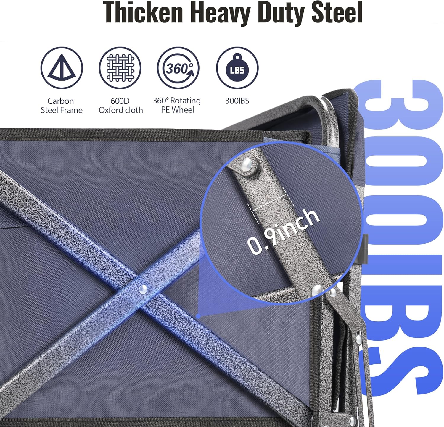 Rengue Collapsible Wagon Carts with Table Foldable,300Lbs Capacity 43 Extra Long Extender Tailgate Design,Heavy Duty Beach Wagon with Big Wheels for Outdoor Camping,Sports,Shopping,Beach