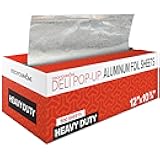 12' Ultra Heavy Duty Pop Up Deli Aluminum Foil, 500 Pre-Cut Sheets, Ideal for Restaurant, Food, Burrito, Hot Dog or Sandwich