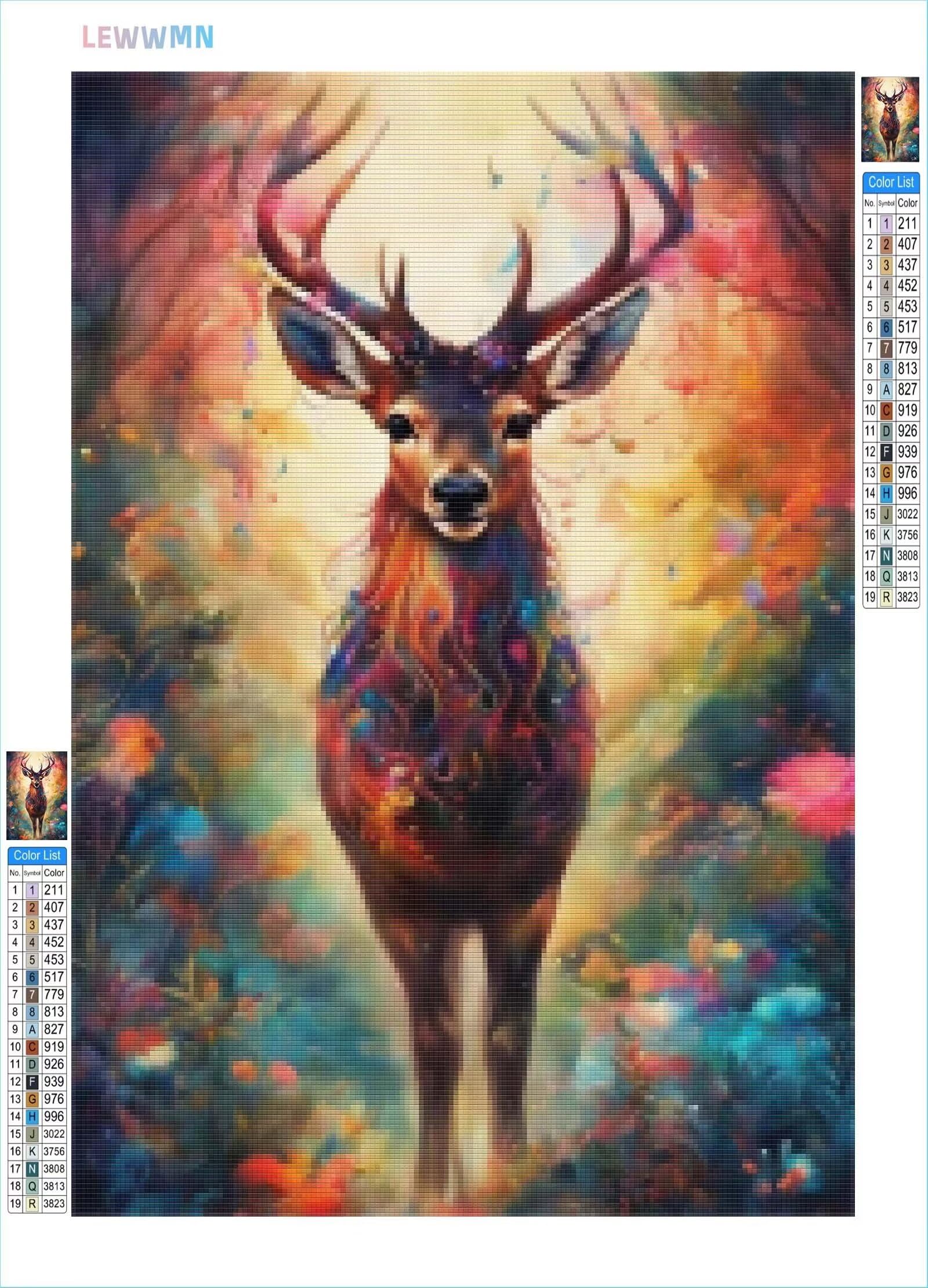 5D DIY Diamante Art Pintura kit Completo, Diamond Painting Adultos Niños Rhinestone Bordado de Punto de Cruz Artes Pintura Painting,Cuadros Decor para Cuarto, Sala de Estar - (Ciervo forestal) 60x90cm