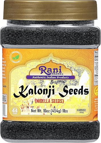 Rani Kalonji (semillas negras, nigella sativa, comino negro) Semillas de 16 onzas (1 libra) tarro de PET de 16.01 oz ~ Todo natural | Apto para