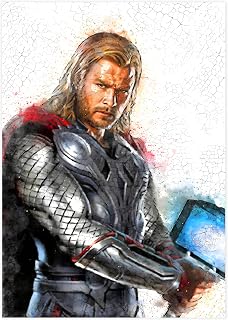 Marvel Thor Hammer Print, Avengers Infinity War Abstract Movie Poster, Giclee Quality Superhero Wall Art, Graffiti Style Painting - Cotton Paper