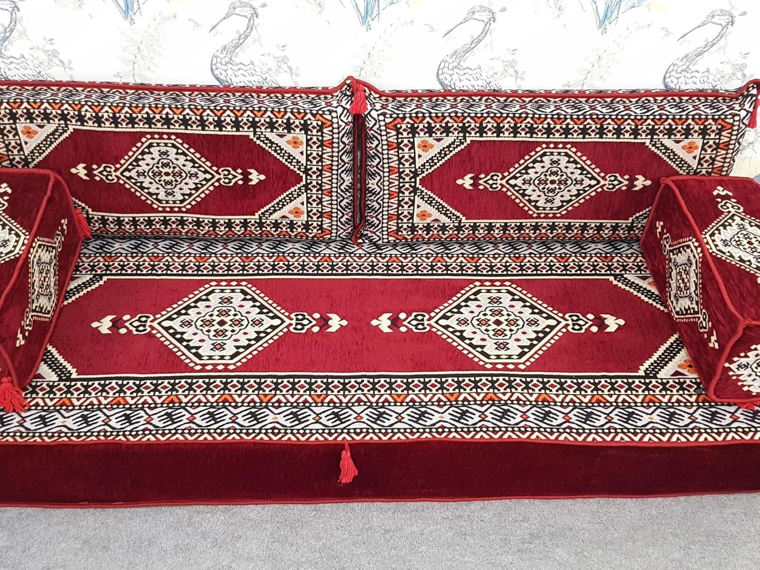 Foam Filled 8" Inches Thick Floor Cushion & Pillow - Floor Seating Sofa,for Living Room,Sectional Sofa with Chaise, Comfy Sectional Sleeper Sofa(RED)