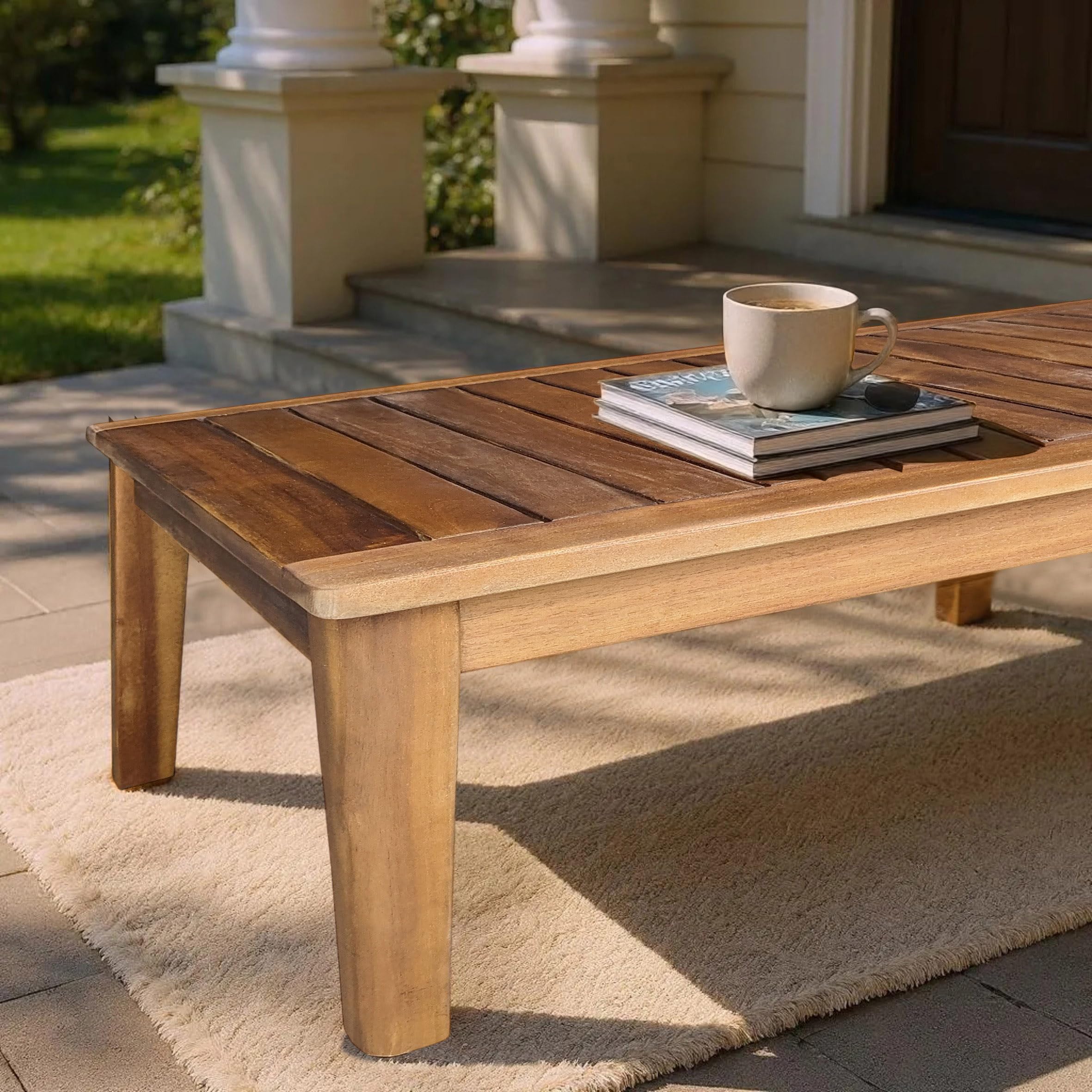 Tavolino da giardino in legno di acacia oliato 80 x 50 cm - Tavolo da salotto in legno massello