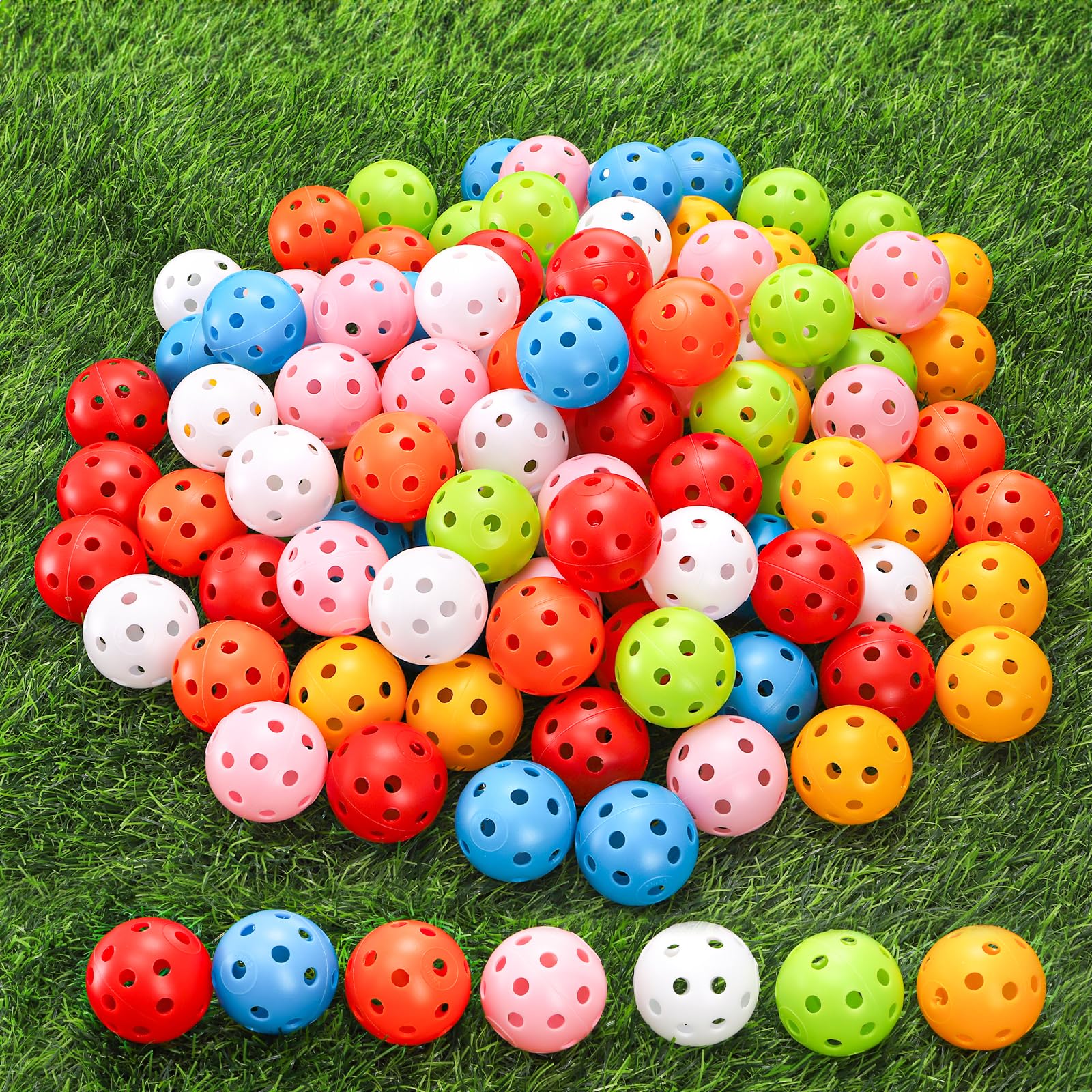 105 Pack Practice Golf Balls, Colored 40mm Hollow Plastic Golf Sports Training Ball for Swing Practice, Driving Range, Home Use