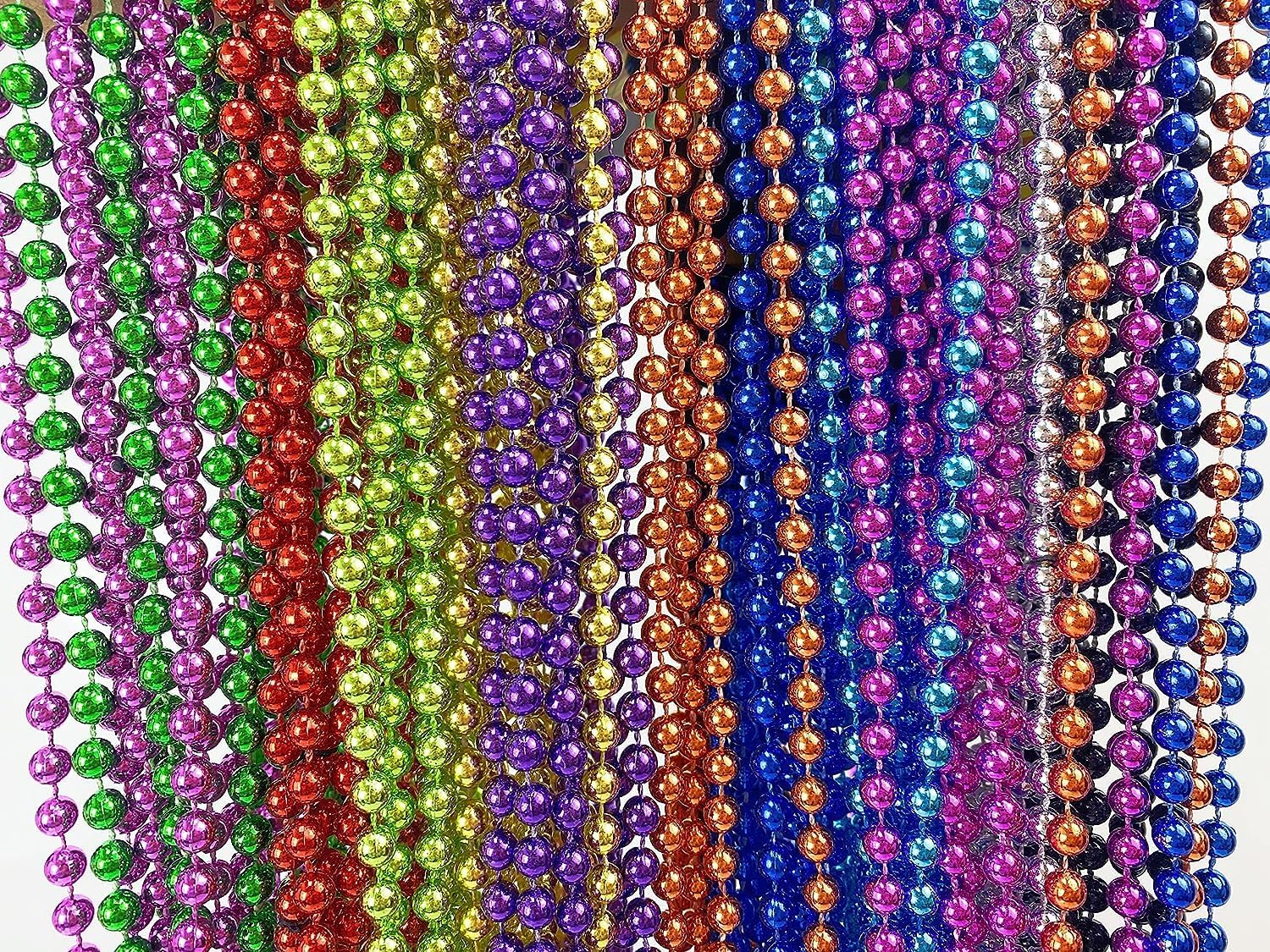 GiftExpress 288 Pack Mardi Gras Beads Bulk Assortment, 33" Metallic Necklaces, Gasparilla Costume Accessory