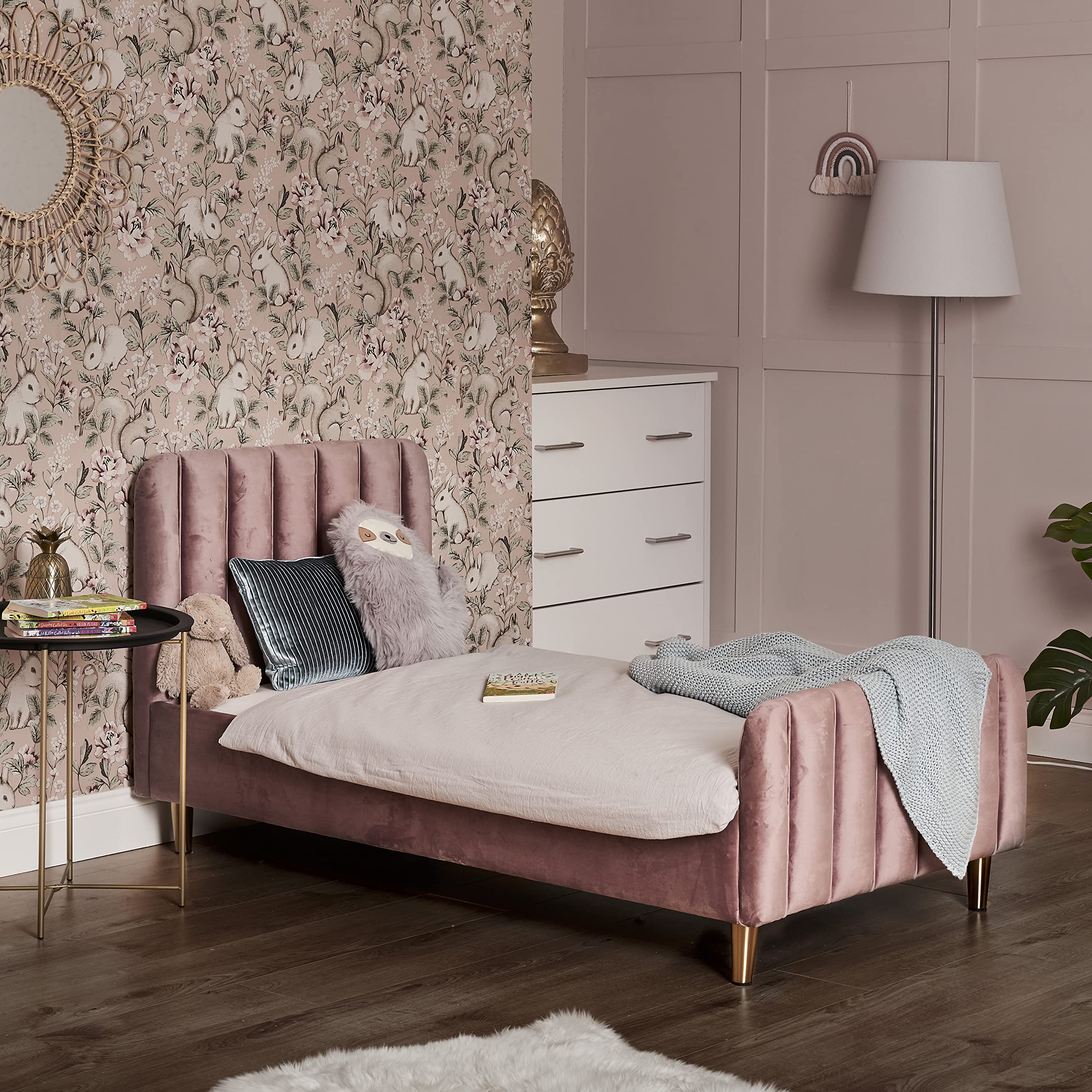 Obaby Gatsby Toddler Bed - Velvet - Pink - 140x70cm Mattress Compatible