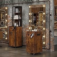 Vista 3 de Carrito de salón con estación de carga, resistente, marrón rústico, estilista