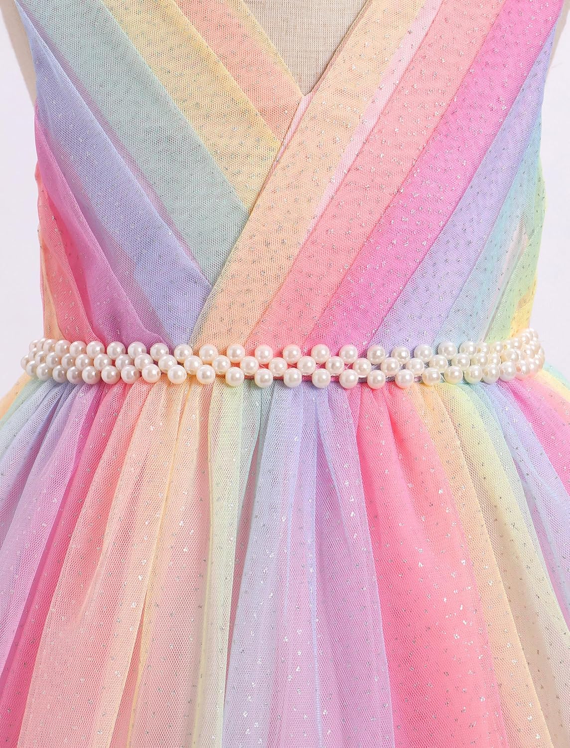 IBTOM CASTLE Flower Girl Dress Kids Birthday Dress Ruffle Pearls Tiered Tulle Party Dress Wedding Gown Prom - Image 2