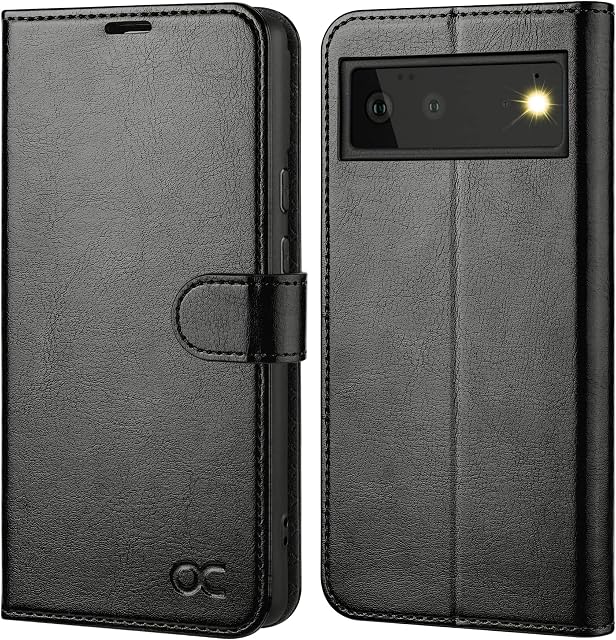 OCASE Compatible with Google Pixel 6 Case, PU Leather Flip Folio Wallet Case with [Card Holders] [RFID Blocking] [Shockproof TPU Inner Shell] Kickstand Phone Cover 6.4 Inch 2021,Black