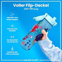 Sticlă ion8 500 ml, model Szivárgyóhal, etanșă, deschidere cu o singură mână, capac tip flip, fără BPA, lavabilă în mașina de spălat vase, neutră din punct de vedere climatic, bidon pentru apă 4
