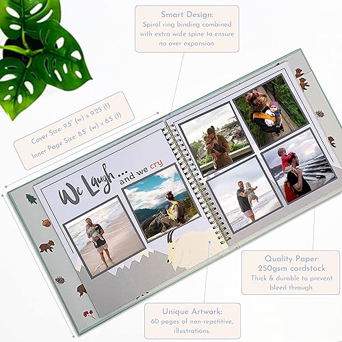 Miniatura 7 de RubyRoo Baby Libro de recuerdos con calcomanías de hitos – Álbum de fotos de primeros 5 años para bebé, niño o niña, regalo de embarazo para baby