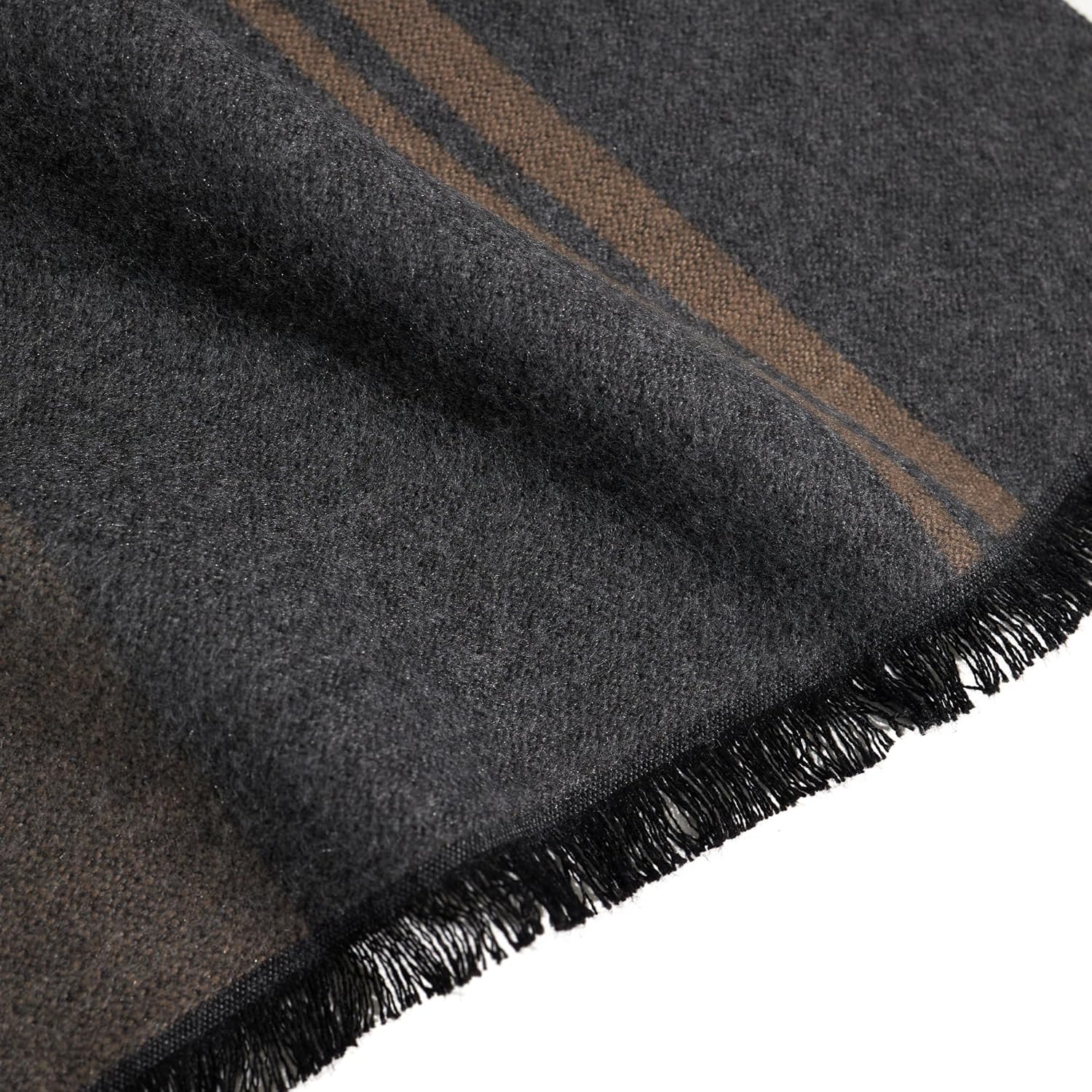 Men's Winter Warm Scarf Premium Cashmere Feel, Luxuriously Soft Long Plaid Pattern - Image 6