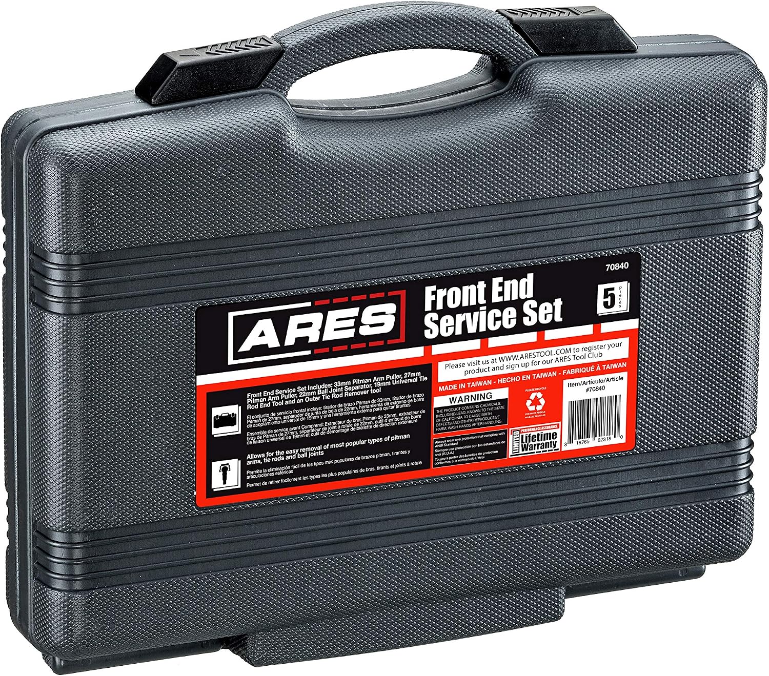 ARES 70840 - Front End Service Set - Allows for Easy Removal of Most Popular Types of Pitman Arms, Tie Rods and Ball Joints - Storage Case Included