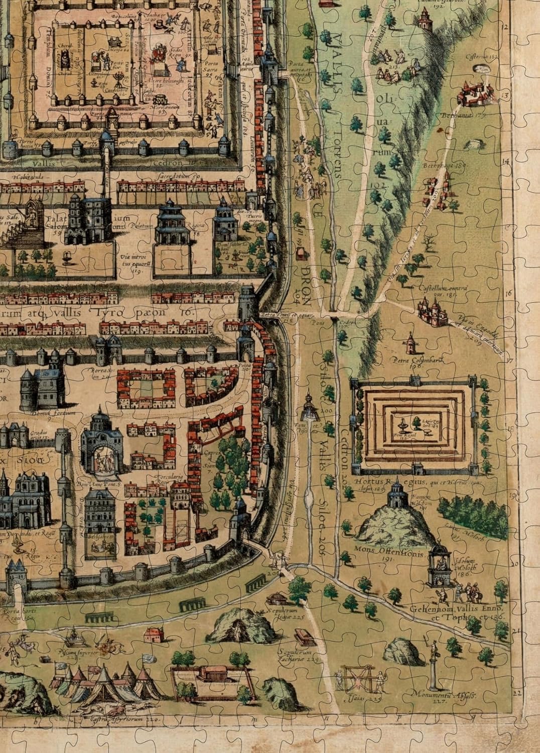 1000 Piece Jigsaw Puzzle | 1584–1588 Map Israel | Jerusalem | Ierusalem | Jigsaw Puzzle for Adults