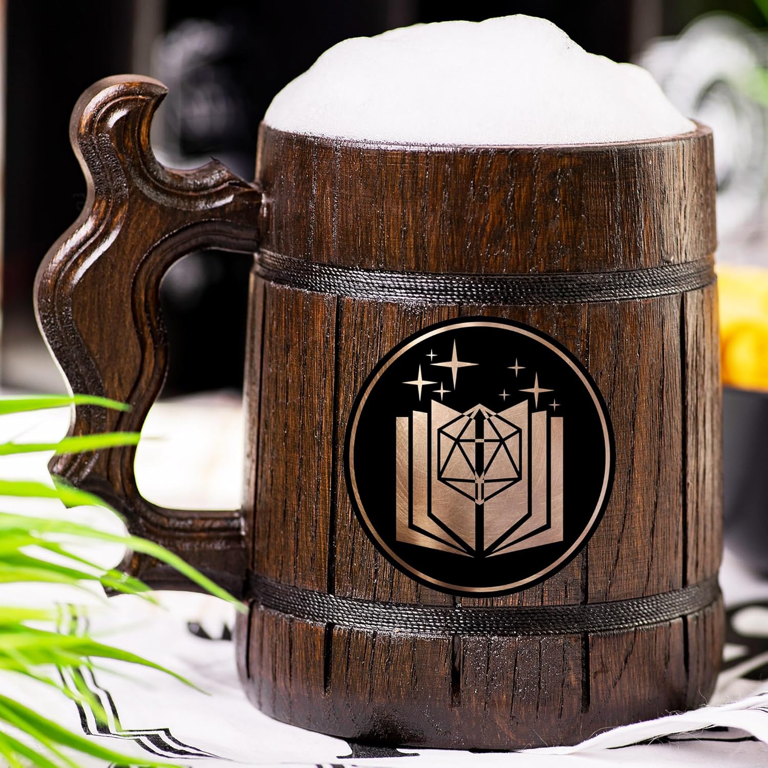 Storyteller's Book DnD Wooden Beer Mug, Beer Tankard, Personalized Beer Stein, DnD Gift