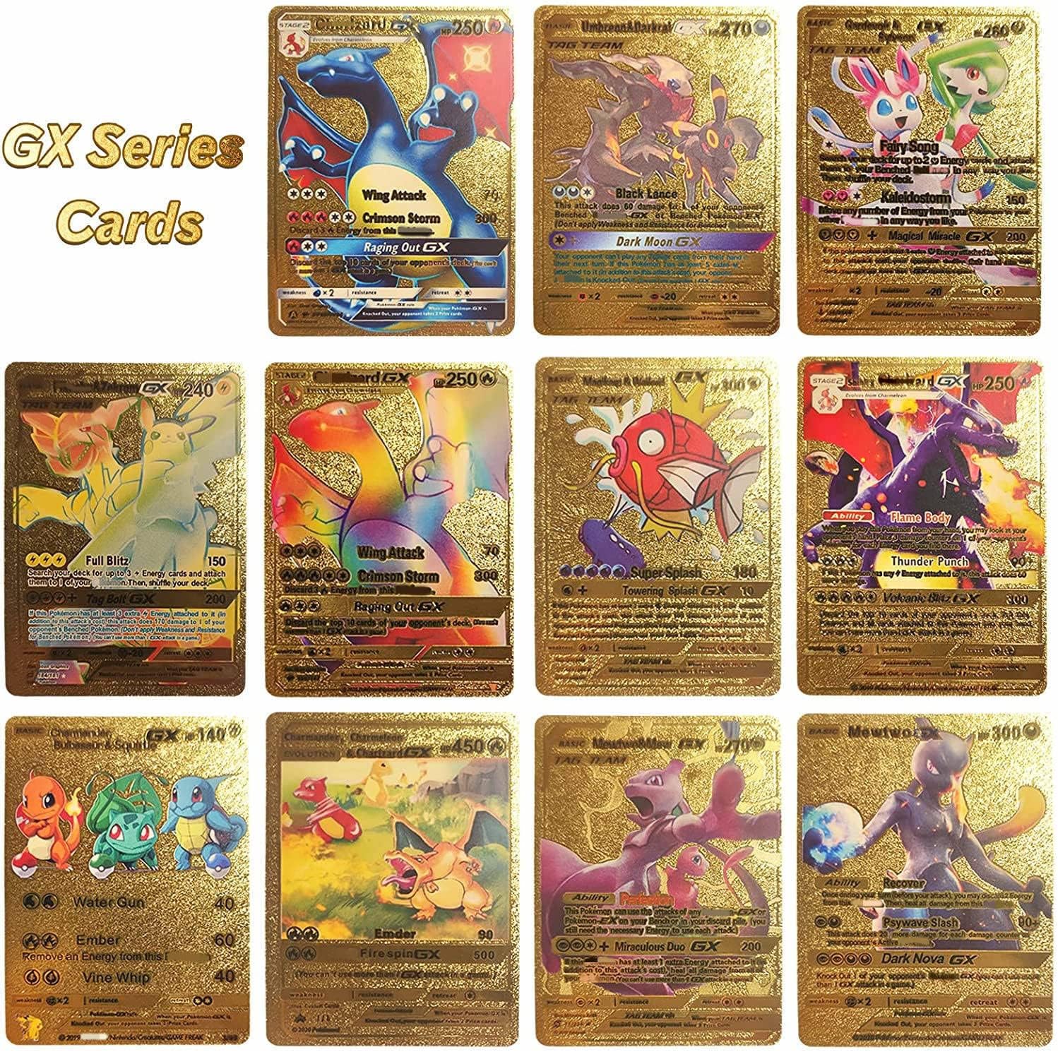 55 PCS Gold Cards Packs Rare Golden Cards Deck Box Gold Foil Card for Fans/Kids/Collectors Gifts (No Duplicates) (Gold)