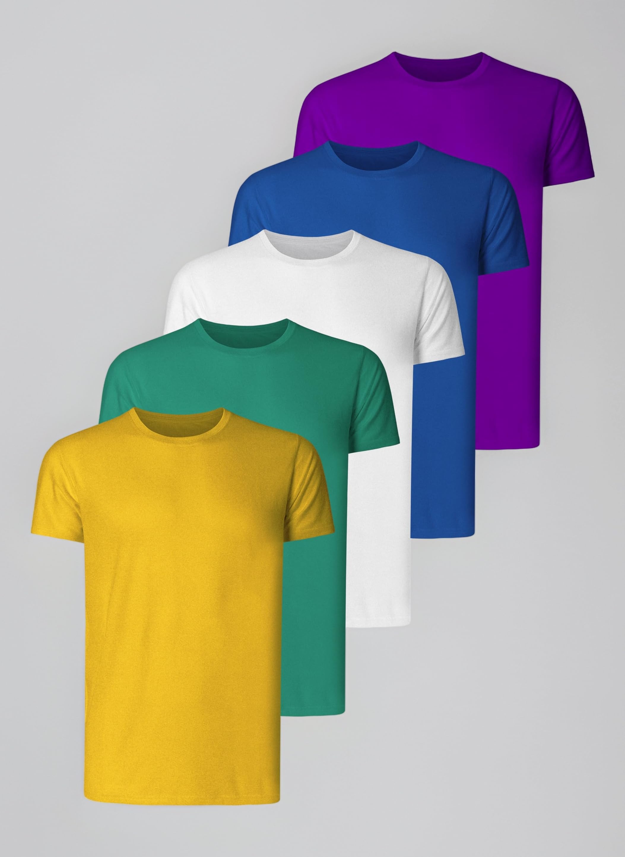 Teesmen Men's T-Shirts 5 Pack Short Sleeve Crew Neck UK Plain Cotton