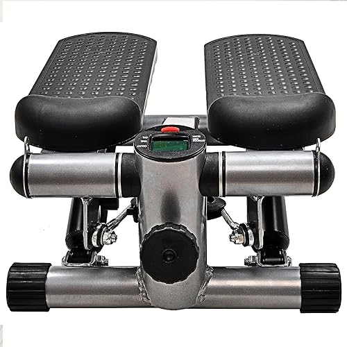 Miniatura 4 de BalanceFrom Máquina de escalones ajustable y contador de pasos, máquina de entrenamiento de piernas y mini escalera con bandas de resistencia, para