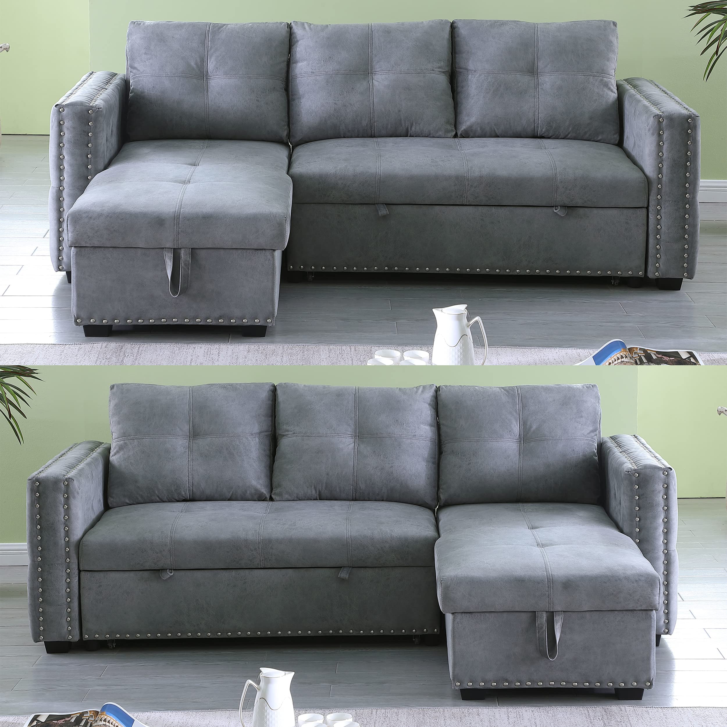 Buy Sectional Sofa with Chaise, HABITRIO 91" LShape Seat Couch w/Pull