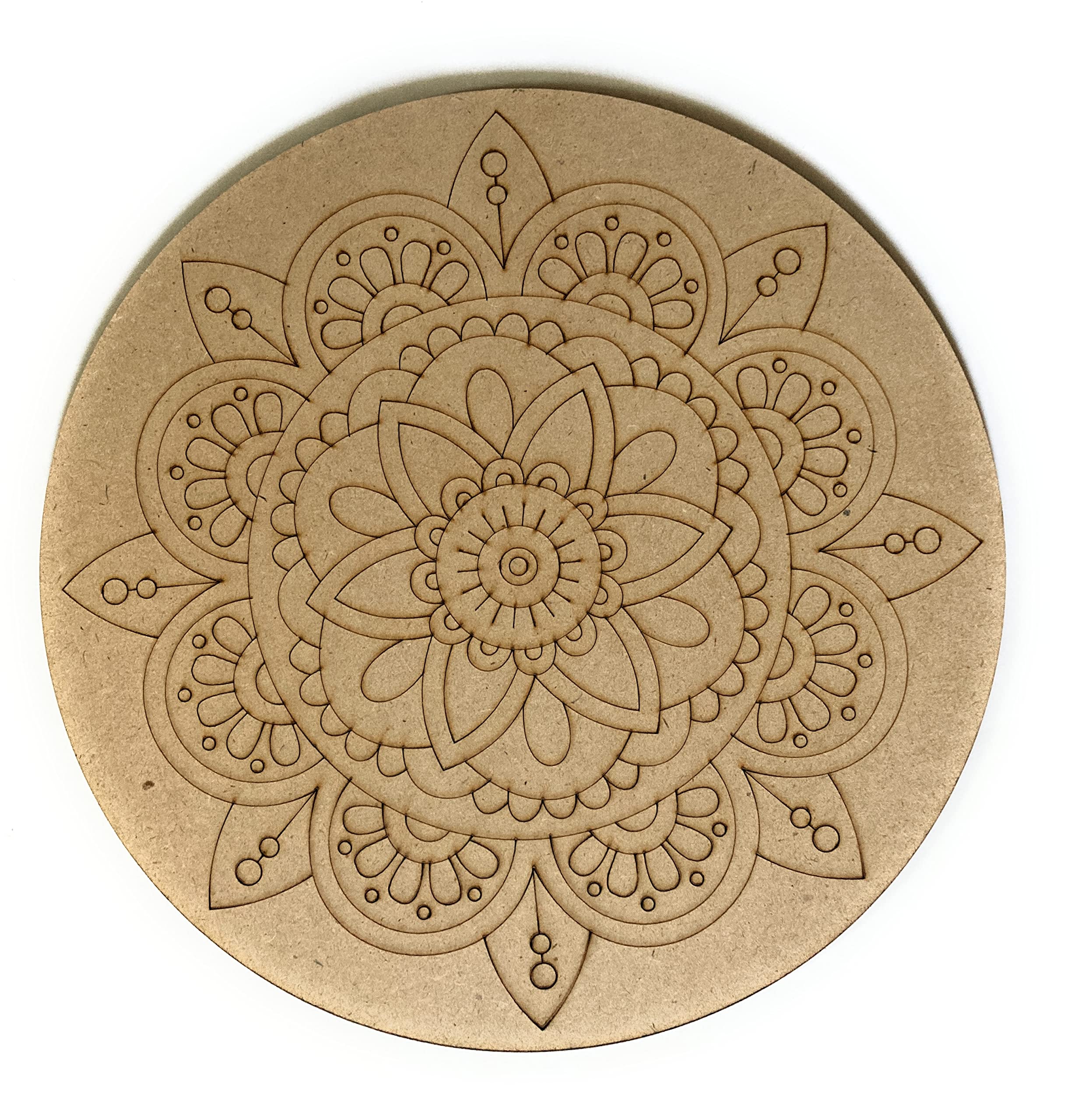 10 Inch Pre-Marked Design Printed MDF for Art and Craft - Round Wooden Board for Painting, Lippan, Resin, Mandala, DIY Wall Show Piece - Gift for Home Decoration (Design 1)-image-30