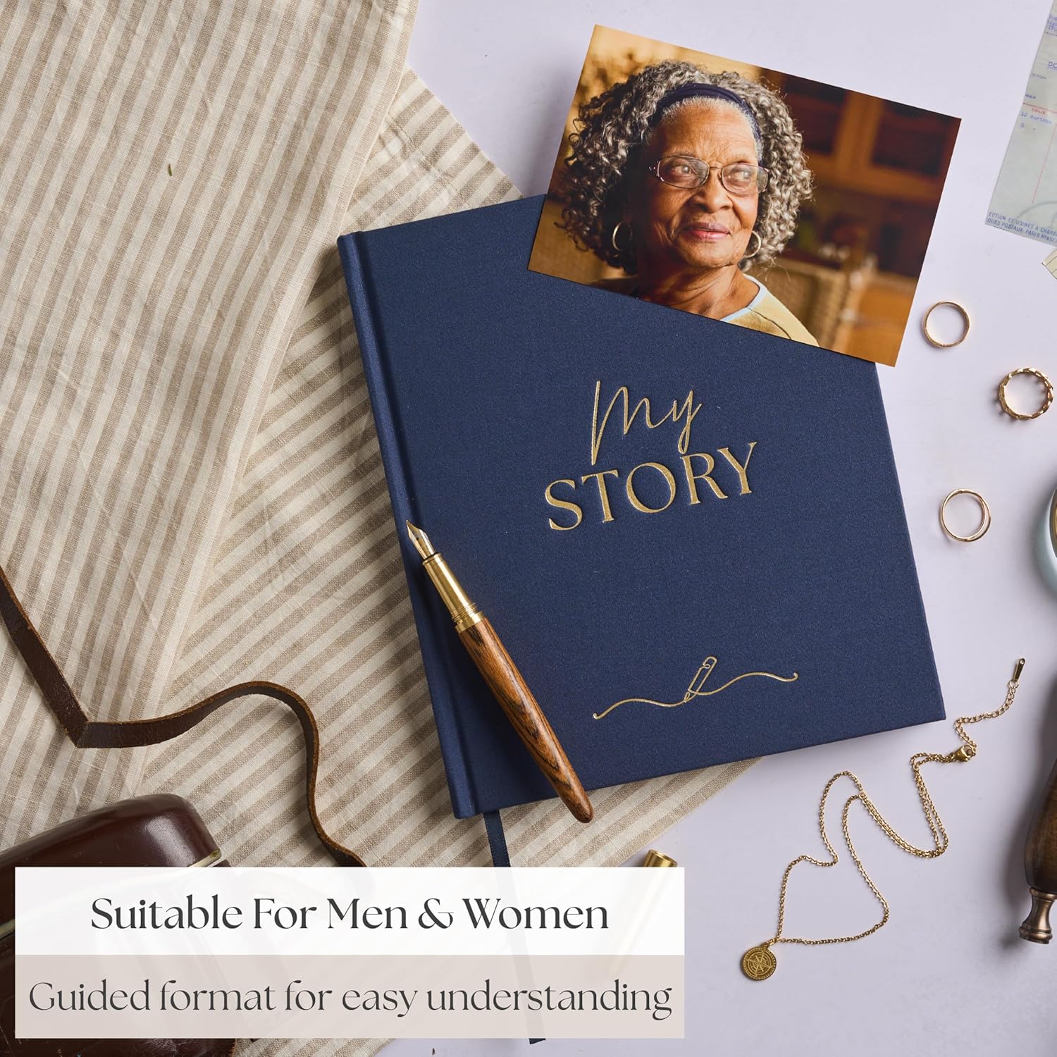 Bibi & Beau Legacy Memory Book – Grandma & Grandad Story Journal | Mum & Dad | My Life Story Keepsake to Fill Out for Family | Gift for Grandparents & Parents (Navy) - Image 4