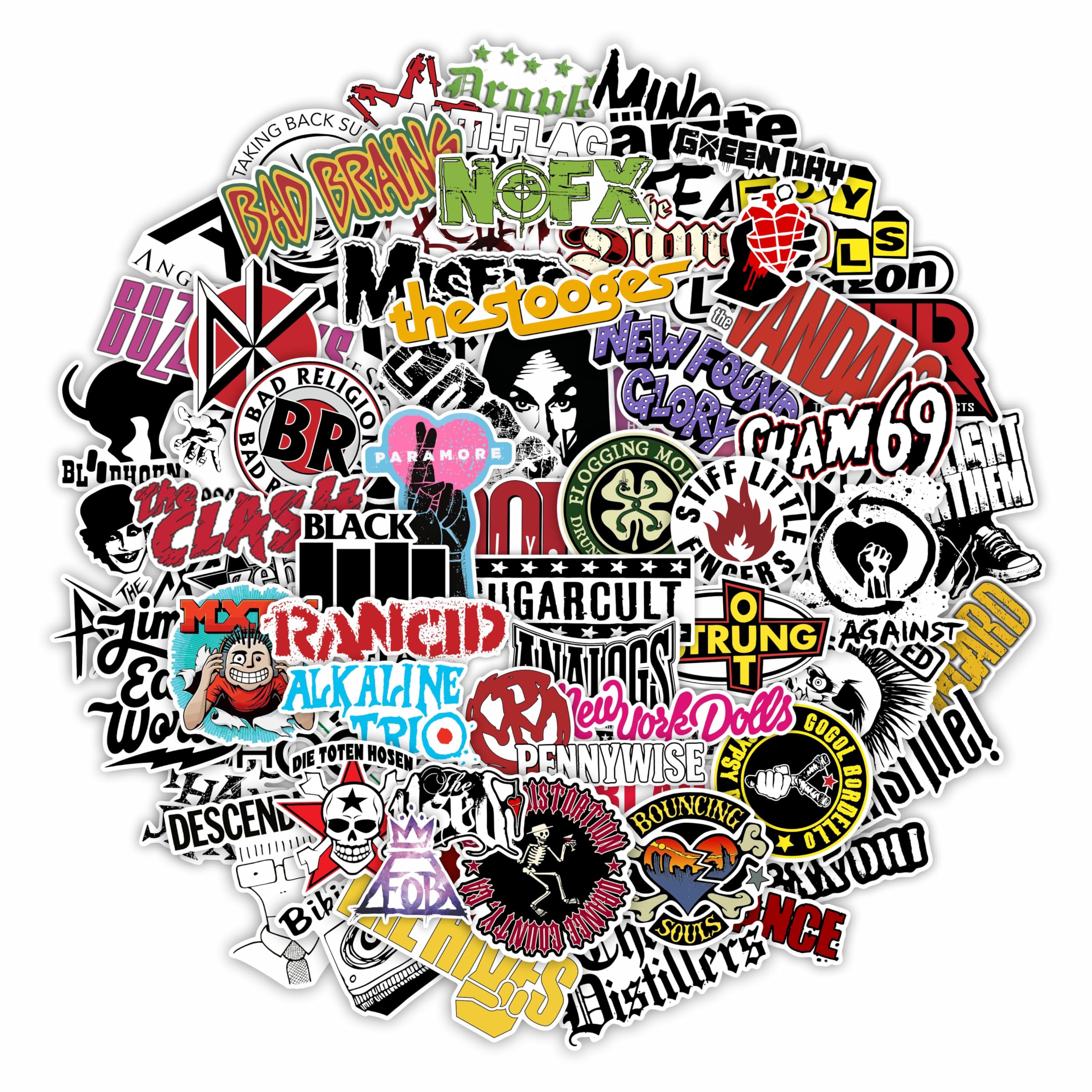 81pcs Large Punk Stickers Punk Rock Stickers Band Stickers Punk Rock Accessories Goods Punk Music Punk Rock Party Supplies Metal Stickers