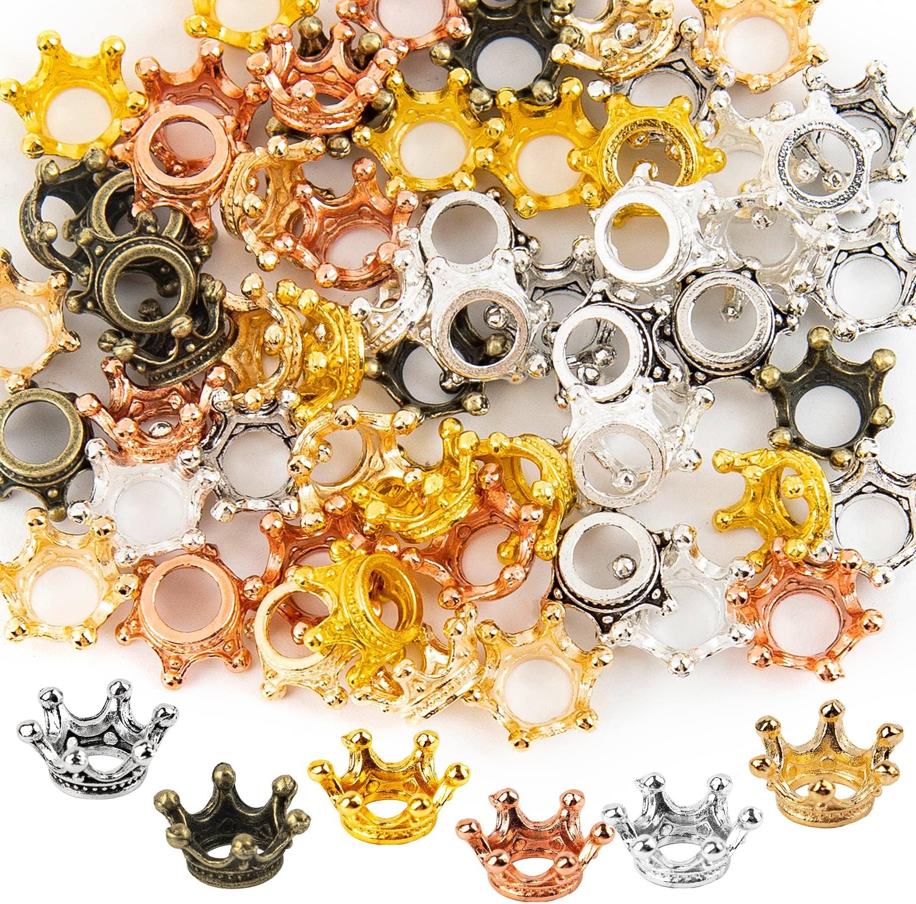 3D Mini Lovely Crown Charms Findings Vintage Alloy Pendants for Jewelry Making DIY Crafting