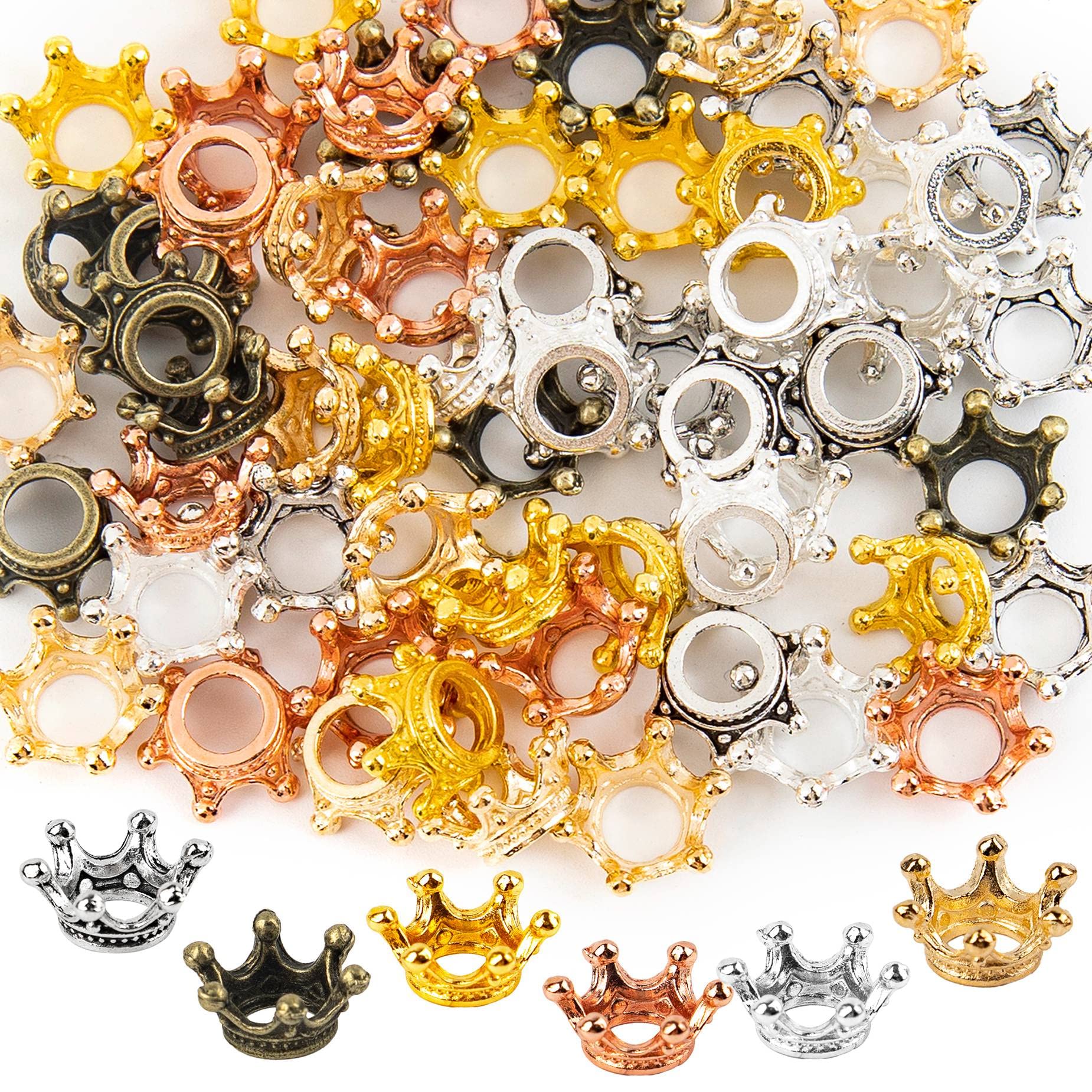 3D Mini Lovely Crown Charms Findings Vintage Alloy Pendants for Jewelry Making DIY Crafting