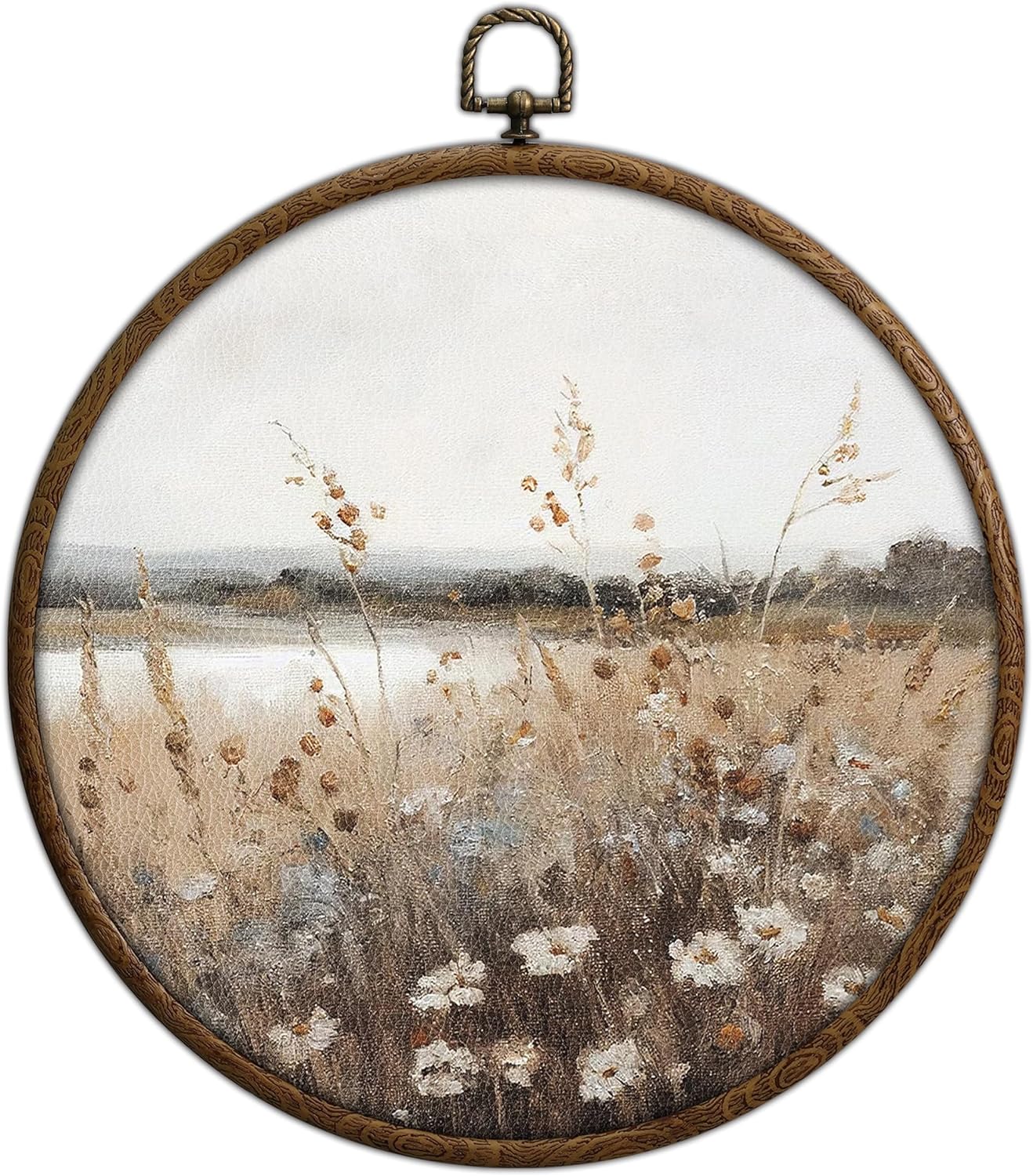 QKX Round Wall Art Decor, Floral...