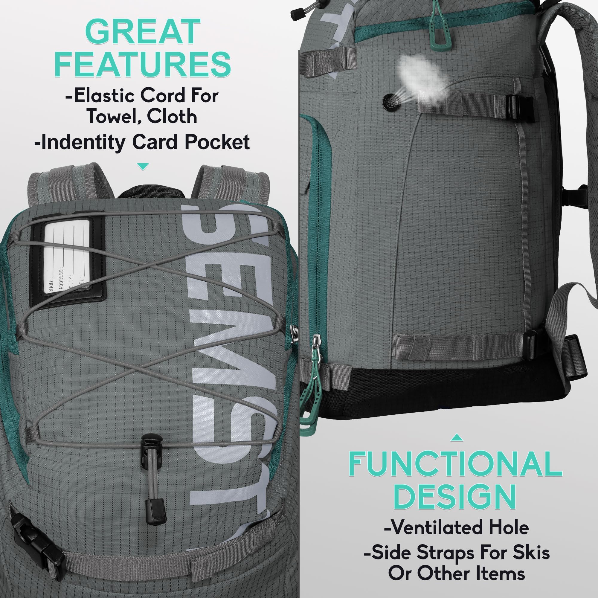 Amazon.co.jp: SEMSTY スキーブーツバッグ 55L 防水 スキー