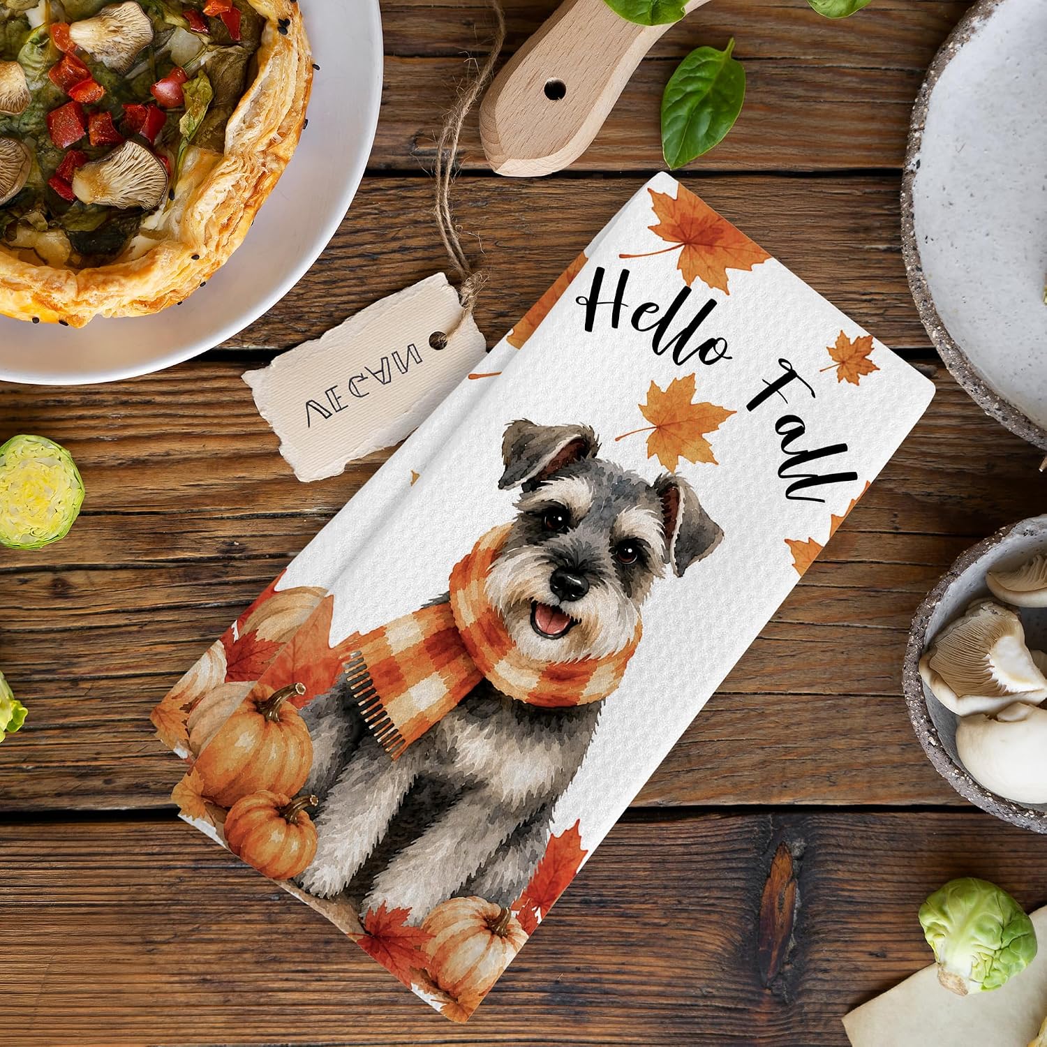 Hello Fall Schnauzer Dog Kitchen Towels and Dishcloths Gifts,16x24