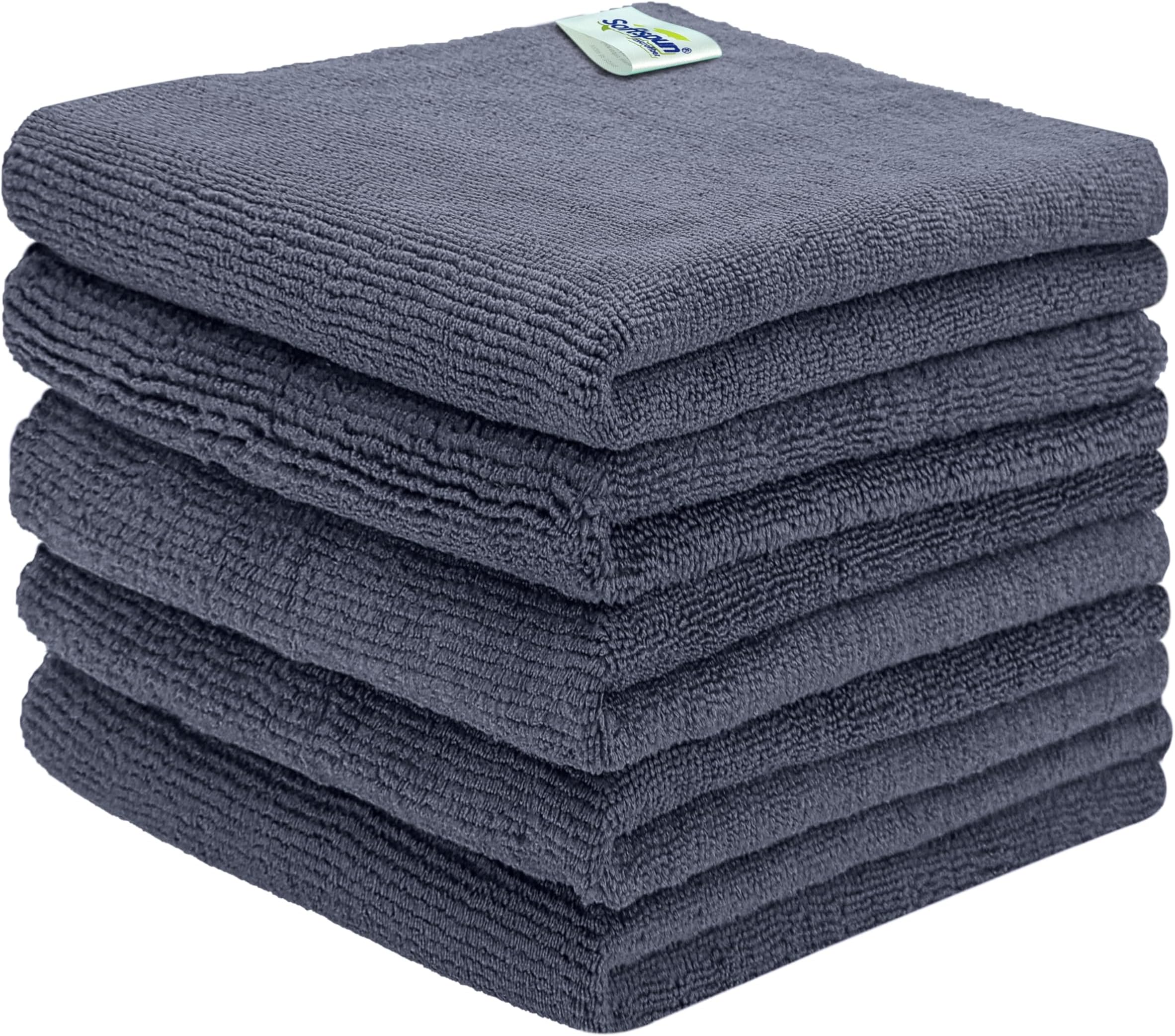 - Microfiber Cleaning Cloths, 50X50cm 5 pcs 340 GSM Grey! Highly Absorbent Lint and Streak Free Multipurpose Wash Cloth for Kitchen Window Stainless Steel Silverware.