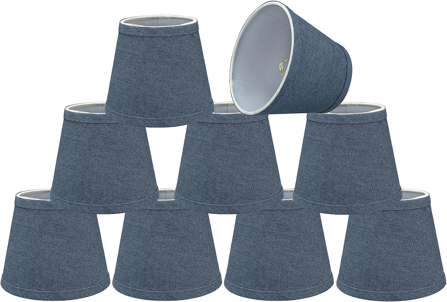 Aspen Creative 32863-9A Small Hardback Empire Shape Chandelier Clip-On Lamp Shade, Washing Blue, 4" Top x 6" Bottom x 5" Slant