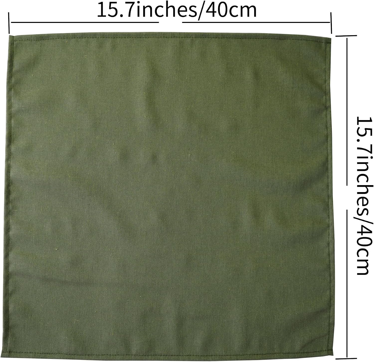 Solid Color Polyester Linen Blended Thin Dinner Napkins - Pack of 12 (40 x 40 cm) - for Events & Home Use (Army Green)