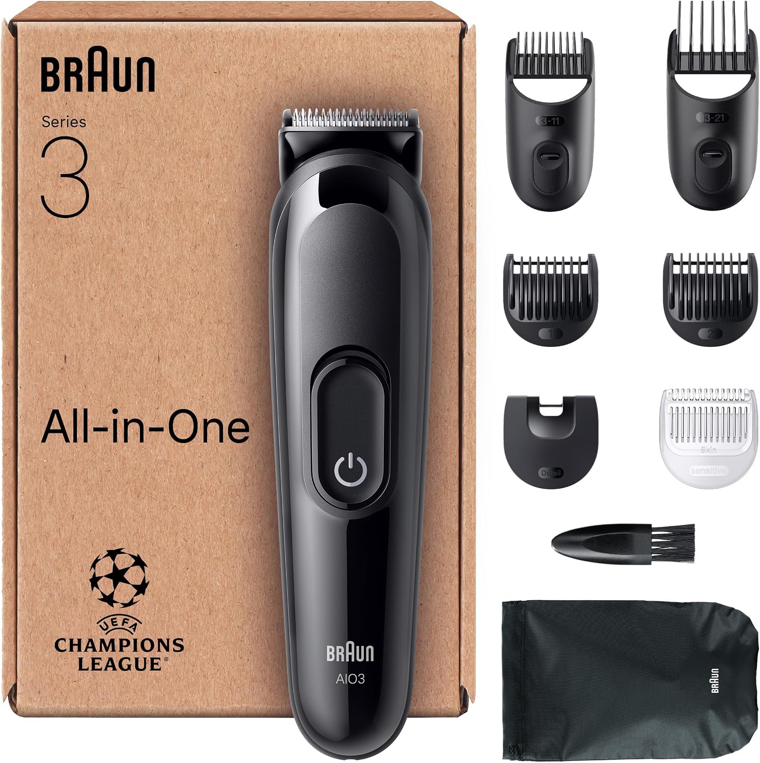 Braun All-in-One Series 3, 8in1 Grooming Kit, Sharp Blade, 14 Lengths, AIO3545