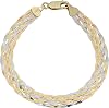 Kooljewelry 10k Tricolor Gold Braided Herringbone Bracelet 7.3 mm, 7.5 inch