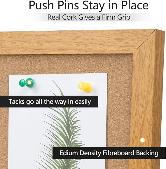 2 Pack Cork Bulletin Board 20 x 30, Wood Framed Corkboard for Wall