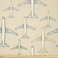 Vista 132 de Ambesonne Tela de Fiesta Popstar por Yarda, Estilo de Dibujos Animados Garabatos Dibujados a Mano Tema Musical Impresión de Arte Lineal, Tela