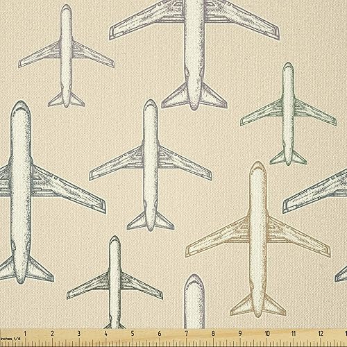 Miniatura 132 de Ambesonne Tela de Fiesta Popstar por Yarda, Estilo de Dibujos Animados Garabatos Dibujados a Mano Tema Musical Impresión de Arte Lineal, Tela