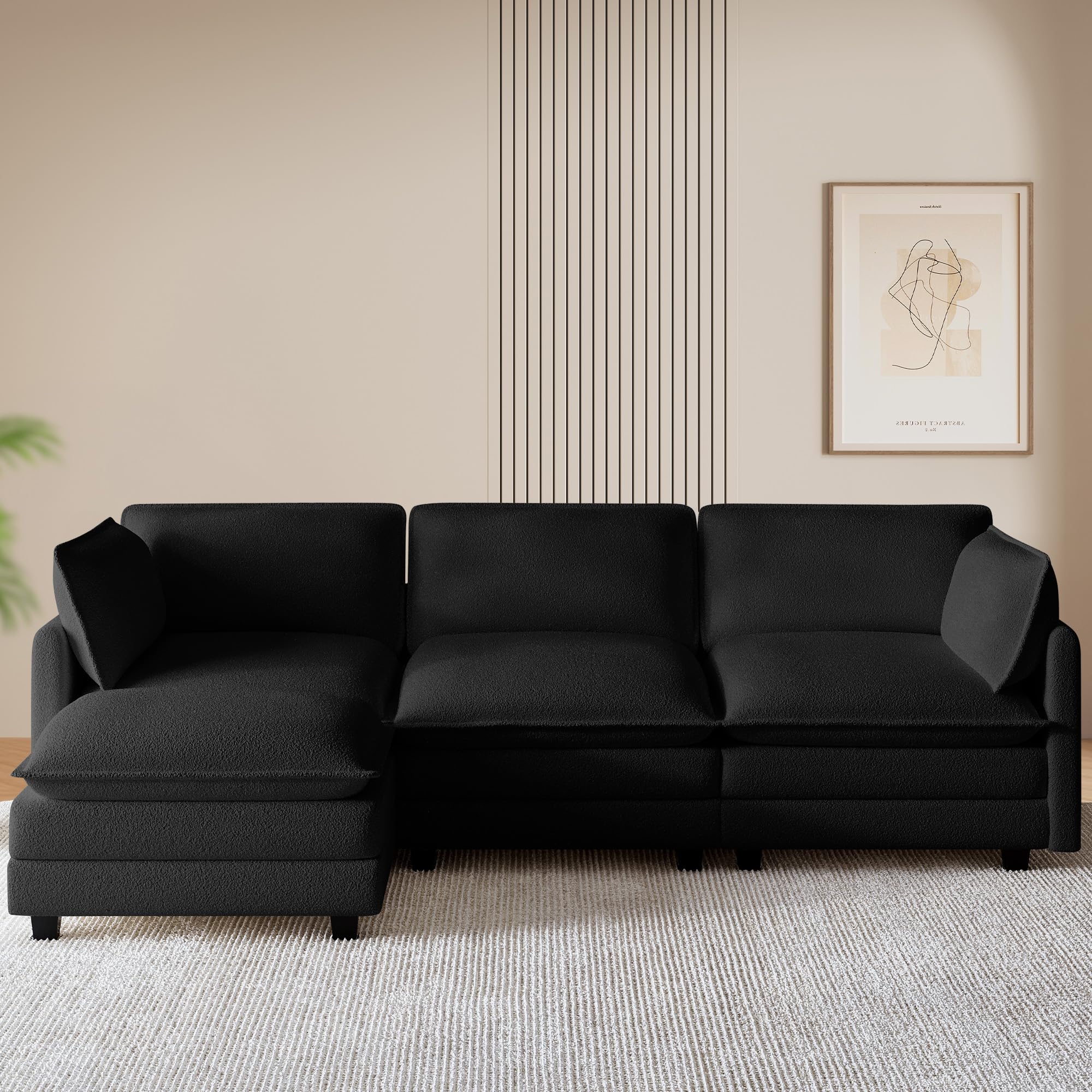 Best Black Friday Sofa Deals to Watch in 2026 2 ROWHY 112'' Modular Sectional Cloud Couch with Movable Ottoman, 4 Seat Modern Chenille Sofa with 2 Throw Pillows, Deep S — product photo