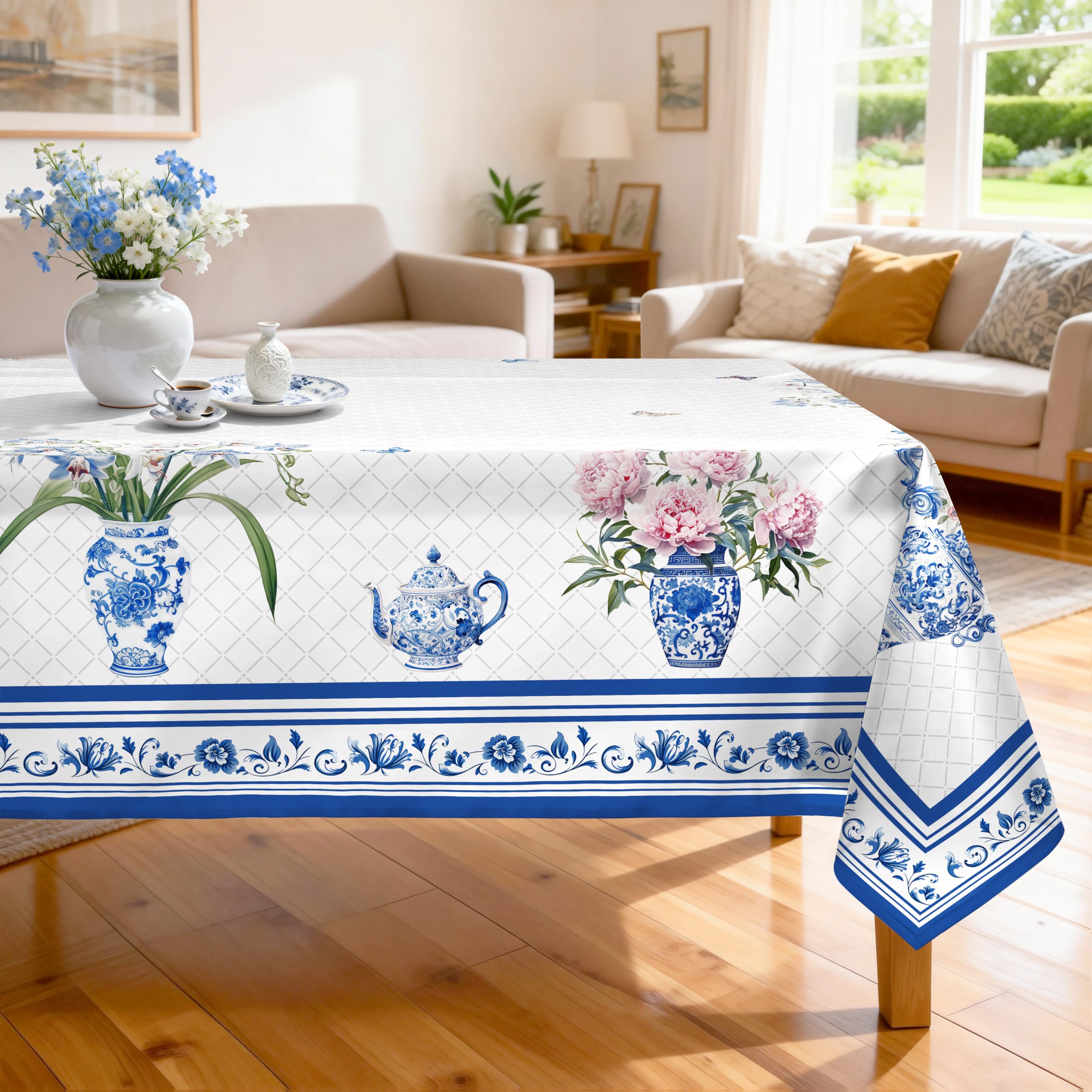 Nappe de fleurs de printemps imperméable lavable rectangulaire - 8