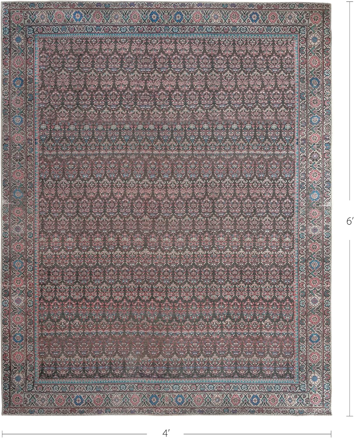 Blooming Bouquet 4’ x 6’ Area Rug – Ivory & Clay Floral Heritage Flatweave, Low-Pile – Easy Clean Accent Rug – Perfect for Entryway, Hallway, Kitchen, Bedroom – Pet & Kid Friendly